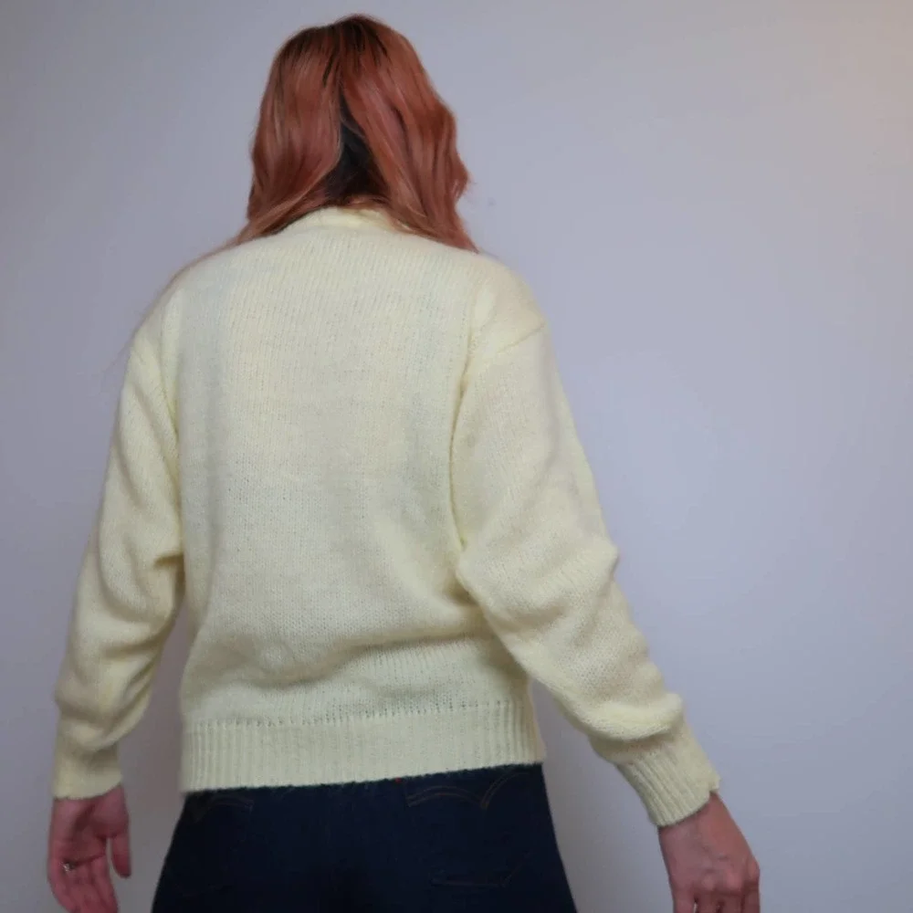 Vintage 80s Golden Sheep yellow cable knit sweater - Picture 4 of 5